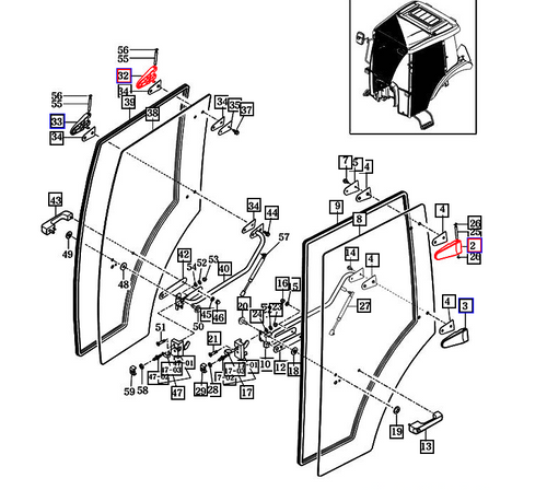 Mahindra hinge comp upper LH / lower RH 14527052300 is a genuine OEM cab door hinge used as the upper hinge on the left‑hand door and the lower hinge on the right‑hand door on many Mahindra cabin tractors, including 2500 Series models 2538 HST Cabin T4, 2545 Gear Cabin T4, 2555 Gear and HST Cabin T4 and 2565 Gear Cabin T4; 2600 Series 2638 HST Cab, 2645 Gear Cab, 2655 Gear and HST Cabin, 2660 HST and PST Cabin, 2665 Gear Cabin and 2670 PST Cabin; and 10 Series 5010 Gear and HST Cabin, 6010 HST Cabin and 6110 Gear Cabin. Replacing a worn or bent hinge with this OEM part helps correct sagging doors, restores smooth opening and closing, and improves cab sealing against dust, noise and weather.