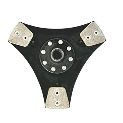 Mahindra PTO clutch plate E006504452C91 shown as a 13‑spline friction disc used in the dual stage clutch on 4500, 5500, 6000 and 6500 4WD tractors, driving the PTO input shaft when the second stage of the clutch is engaged.