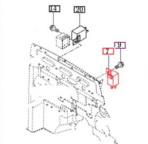 Mahindra emergency flasher relay unit 15606642400 for 10 Series 2310 2810 3510 4110 4510 and 7010 tractor turn signal and hazard light system.