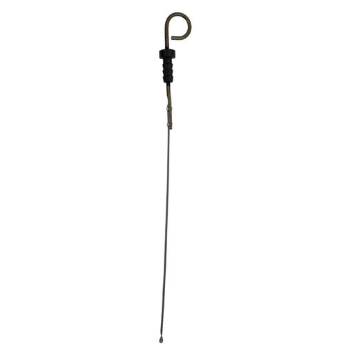 Mahindra 31S9403050 engine oil level gauge dipstick for 15 and 16 Series tractors including 2815, 3215, 3316 and 3616 models, metal dipstick installed in the oil pan and rear plate assembly to monitor crankcase oil level.