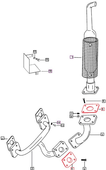 Mahindra exhaust manifold to silencer gasket 006001742B1 for 3325 2WD T2 and E350 tractor updraft exhaust systems.