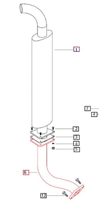 Mahindra exhaust stub pipe 006000106F1 for 00 Series 4500 2WD and 4WD tractor engine exhaust system