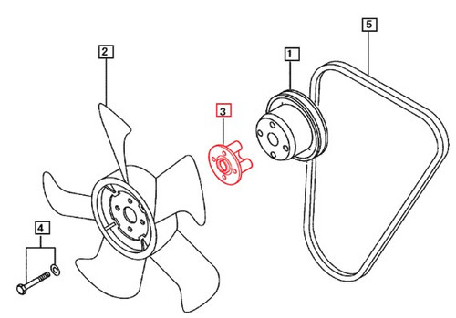 Mahindra engine cooling fan spacer 31A4801100 for 2615 2816 3016 1526 and 1626 tractor water pump and fan assembly.
