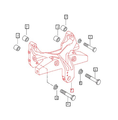 Mahindra front axle support casting E005551514R97 for 3325 3525 3825 4025 4525 4540 and 4550 2WD tractor front axle mount, with required 5/8 inch UNC mounting bolts and lock washers.