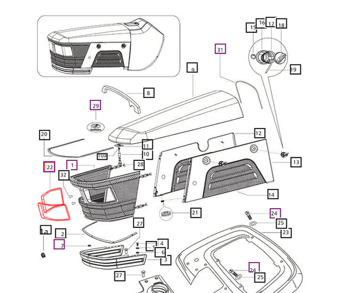 Mahindra front headlamp rubber beading 000061050M01 for sealing and cushioning headlight openings on Mahindra 4500, 4530, 5500, 5530, 6000, 6030, 6500, and 6530 tractor bonnet and grill assemblies; sold individually (two required per tractor).
