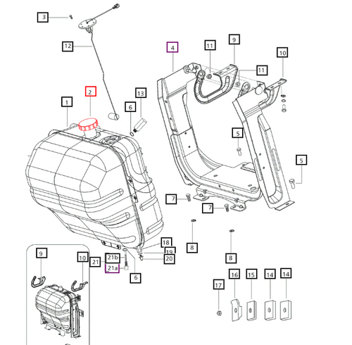 Mahindra fuel tank cap 007515317C91 (replaces 000061262M01), OEM fuel cap for Mahindra 4500, 5500, 6000, 6500 and 30 Series 4530, 5530, 6030, 6530 tractors, designed to seal the fuel tank opening and keep dirt and moisture out.