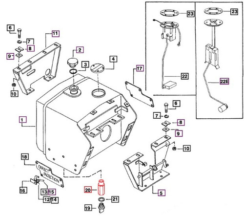Mahindra 05 Series fuel tank drain extension 005550018R1 short metal extension fitting that screws onto the original fuel tank drain on 3505 4505 C4005 E350 5005 tractors to make draining diesel cleaner and easier.