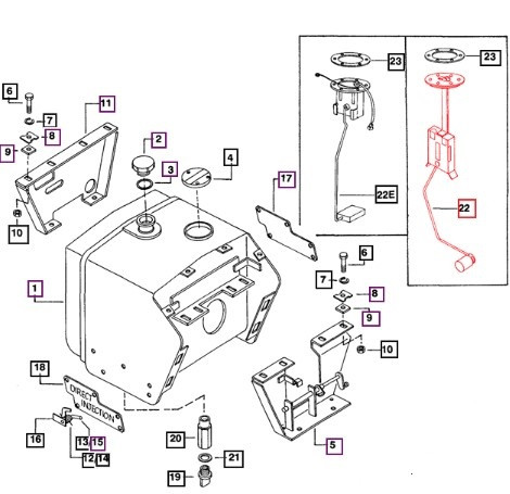 Mahindra long tank float fuel sending unit for Ergo style fuel tanks replacing 005553950R91 005555942R1 005556830R1 and related part numbers on 3505 4505 5005 C4005 E350 575 DI C27 and C35 tractors.