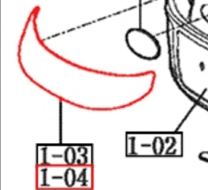Mahindra 12416012040 small black insulator for front lamp cover on bonnet of 10 Series tractors 5010, 6010 and 6110, cushions and seals the headlamp or work light housing in the chassis group.