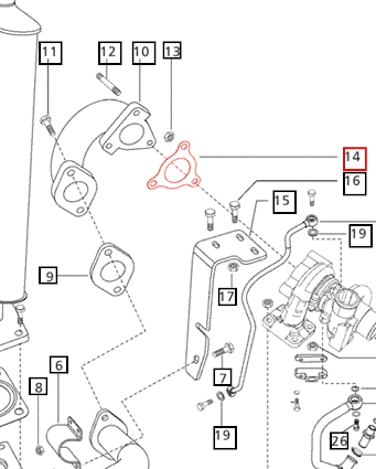 Mahindra metallic exhaust gasket 006000319B1 turbocharger outlet to exhaust pipe elbow gasket for 5525 5530 6030 6530 6525 7060 tractor exhaust system