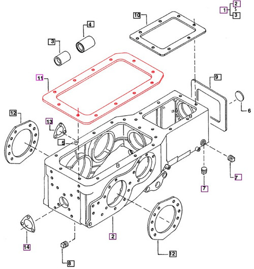 Mahindra transmission rear cover / hydraulic lift housing gasket 001233550R2 (replaces 001233550R1 and 0000000JH) for 25 Series 3825 5525 6025 6525 and 05/C/4500 Series 3505 4505 5005 C27 C35 C4005 475 485 575 4540 4550 4565 tractors