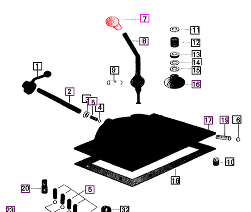 Mahindra rubber slip‑on type gear shifter knob 000053717DA for restoring the original feel and grip on early 05 Series 475 DI, 485 DI, and 575 DI tractor gear levers.