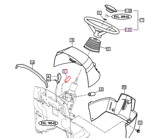Mahindra Grip, B 14322420040 black control lever knob used on hydraulic position and exterior remote valve levers, accelerator and steering/dash controls on select 10, 2500 and 2600 Series tractors.