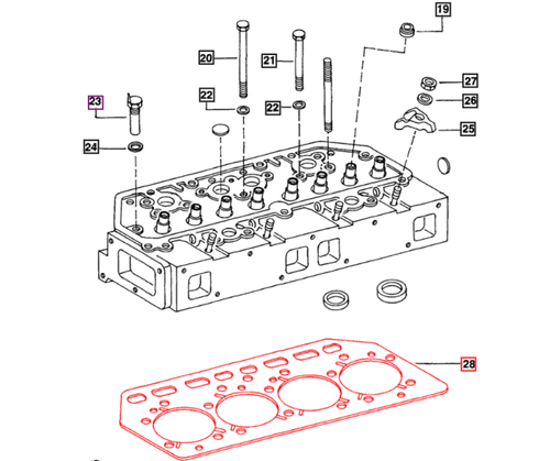 Mahindra cylinder head gasket 005551064R1 / 006012829B1 for 4‑cylinder 05 Series engines on 4505, C4005, 5005, 485 DI and 575 DI tractors, sealing the head to the engine block.