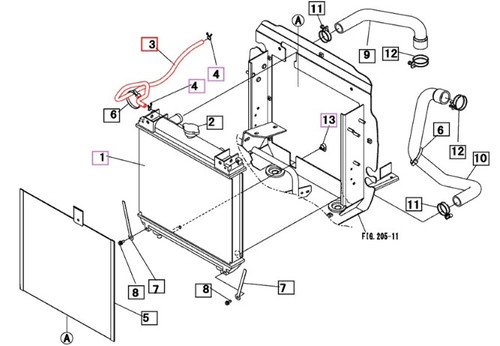 LOWER DRAIN HOSE ON 2615|3015|3016 MAHINDRA TRACTOR (19630422101)