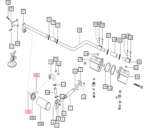 Mahindra hydraulic O‑ring 007202179D1 (approx. 47.29 x 2.62 mm) used as a suction line and crankcase front cover seal on multiple Mahindra 20, 25, 30, 35, 45, 50, 55, 60, 2500, 2600, 3500, 3600, 5100, 6000 and mPower 75/85 tractors. Sold Per Each.