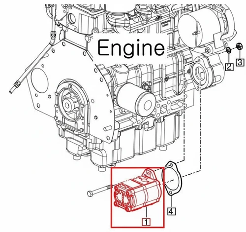 Mahindra 12625103100 main hydraulic gear pump assembly for 2538, 2540, 2545, 2638 and 2645 tractors in 2500 and 2600 Series, aluminum body gear pump powering hydraulics and 3‑point hitch.