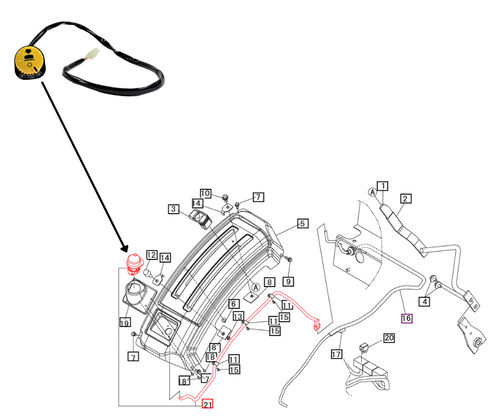 Mahindra independent PTO on off dash switch 19458211000 for 3016 3616 1526 1533 1538 1626 1635 and 1640 gear tractors.