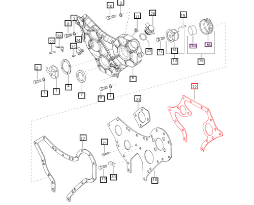 Mahindra inner crankcase front plate gasket 005555212R1 for 3505 3825 4025 4525 4540 4550 C27 C35 C4005 5005 tractor engine front gear cover assemblies