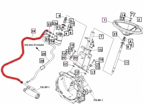 Mahindra Left Hand Steering Hose 10452206000 For Max 22 Hst Max 24 Hst And Max 25 Hst Compact Tractor Power Steering System.
