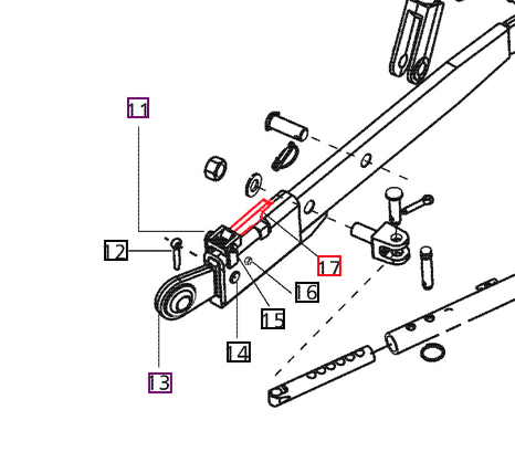 Mahindra quick-hitch lock lever 007201972D1 for 5520 6520 7060 7520 8560 mPower 75 85 8090 8100 tractor three point linkage