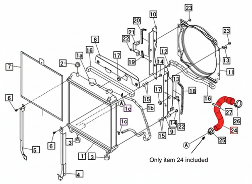 Mahindra Lower Radiator Hose 10380417000 Engine Cooling Hose For 15 Series 2415 16 Series 2216 2516 And Max Max Xl Series Max 22 Max 25 Max 25 Xl And Max 26Xlt Compact Tractors.