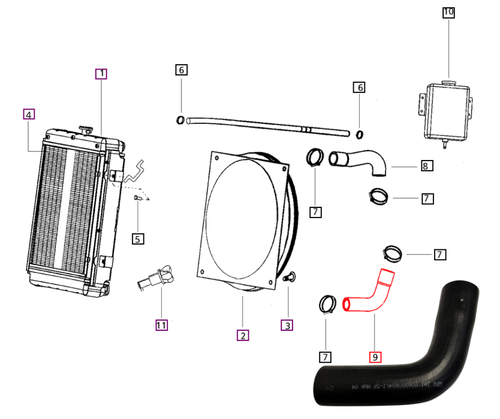 Mahindra radiator outlet hose 006000604F1 for 20 Series 5520 6520 7520 2WD and 4WD tractor cooling system