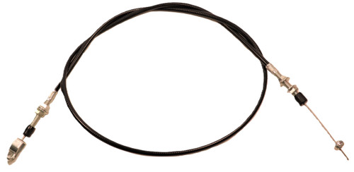 Mahindra foot throttle accelerator cable 15231162103 shown as a sheathed control cable with threaded adjuster and barrel ends that runs from the floor‑mounted accelerator pedal to the fuel injection pump linkage on Mahindra 2310, 2810, 3510 and 4110 tractors, allowing pedal control of engine speed.