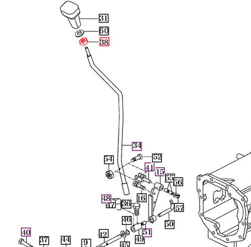 Mahindra hex fine shift lever nut V3342600100 used on main, sub range, 4WD, PTO change levers and accelerator linkages on multiple 10 Series, 2500 Series, 2600 Series, and eMax tractors.