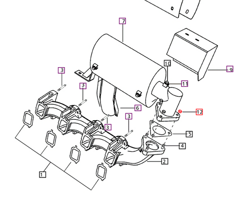Mahindra flanged hex nut 000020777E05 shown as a heavy‑duty M8 x 1.25 grade 8 flanged nut used in sets of four to clamp the silencer to the exhaust stub pipe on 4500, 5500 and 6500 tractors.