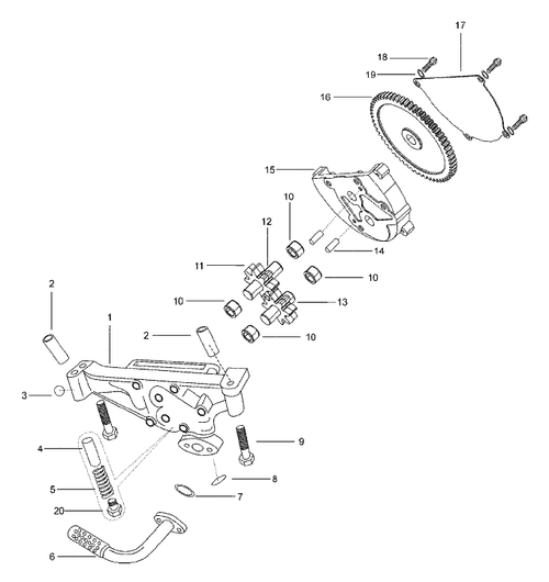 Mahindra engine lubrication system oil pump assemblies 006002746C92 and 006002746C91 for 4500 5500 6000 6500 5520 6520 5530 6030 6530 5545 4530 tractor engines.