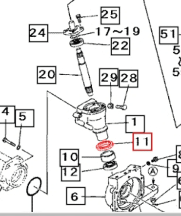 Mahindra front axle knuckle drop shaft oil seal 6954265100 for 4WD MFD front axles on 2615 2816 3015 3016 3616 1526 1533 1538 1626 1635 1640 compact tractors.