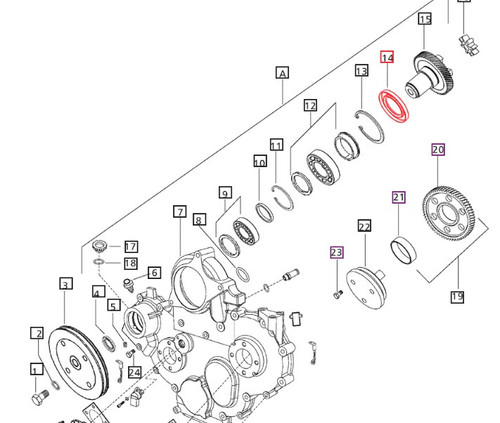 Mahindra front crankshaft oil seal 000020369E05 for crankcase front cover/front cover system on 4500 5500 6000 6500 5525 6025 5520 6520 7520 5530 6030 6530 7060 8560 and later 2500 2600 6000 7000 8000 9000 and mPower tractors