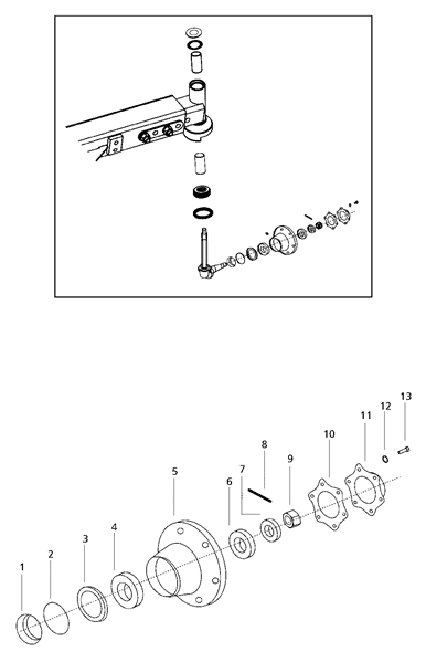 Mahindra outer front wheel bearing 007500054C91 for 2WD front wheel hubs and 4WD dropbox front axle drives on 4500 5500 6000 6500 5530 6030 6530 5555 5565 5570 6065 6075 7085 7095 tractors.