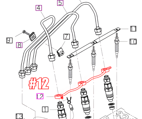 Mahindra E5800-42501 E580042501 injector overflow pipe for 10 Series 2810 3510 4010 tractors