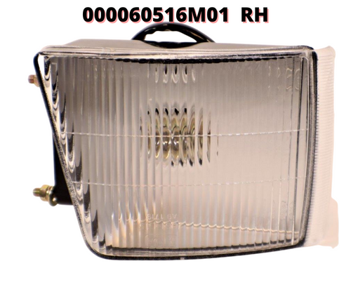 Mahindra front parking lamps 000060517M01 (LH) and 000060516M01 (RH) for 4500, 5500, 6000, 6500, 4530, 5530, 6030, 6530, and 5545 tractors, driver’s left and right front marker/parking lights used in the OEM lamp assembly.