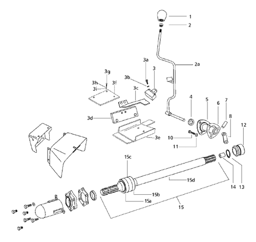 Mahindra PTO front bearing 000032176B12 item 15B supporting rear PTO shaft and operating lever on 5525 6025 4500 5500 6000 6500 4530 5545 6525 and 4565 tractors.
