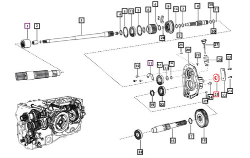 Mahindra rear PTO shaft seal 006505638D1 shown as a circular rubber‑coated metal oil seal that presses into the rear PTO housing and fits tightly around the splined PTO shaft on 35, 3500 and 3600 Series tractors to keep transmission/hydraulic oil from leaking out the back of the tractor.