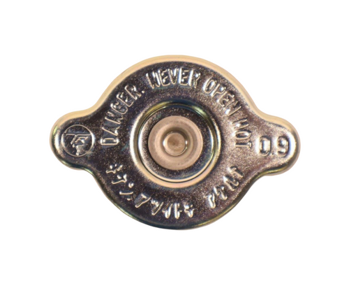 Mahindra radiator cap 35230551200 for eMax, Max, 15, 16, 1500 and 1600 Series compact tractors, OEM cooling system cap that seals the radiator neck to hold pressure and prevent coolant loss.