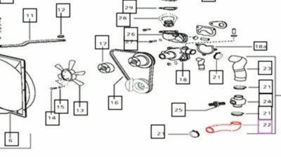 Mahindra lower radiator to block heater hose 006006711D1 for cooling system on 3535, 4035, 4535, 5035, 3540, 3550, 3640 and 3650 tractors.