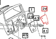 Mahindra RH dash panel decal 19672934000 shown as a pre‑cut adhesive graphic for the right side of the dashboard on Mahindra 2015, 2615, 3015, 2216 and 2816 tractors, with printed icons and text matching the original factory dash layout.