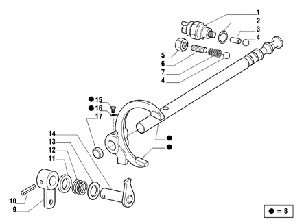 Mahindra split pin 006500549C1 (024442) used to secure 2WD to 4WD shift and reverse inner control linkage pins inside the IPTO and transmission on 4500, 5500, 6000, and 6500 4WD tractors.