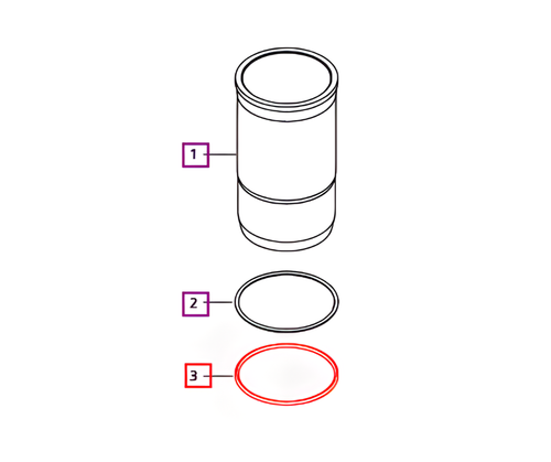 Mahindra lower cylinder sleeve O-ring 001231297R2 for wet liners on 1500 2500 2600 3500 3600 4500 C and E Series tractor engines.