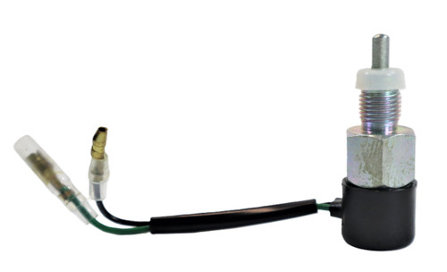 Mahindra brake stop light switch assembly 15186213200 used in the electric system on selected 10 Series, 2500 Series, 2600 Series, 9000 Series and mForce tractors to activate the rear stop lamps when the brake pedal is applied.