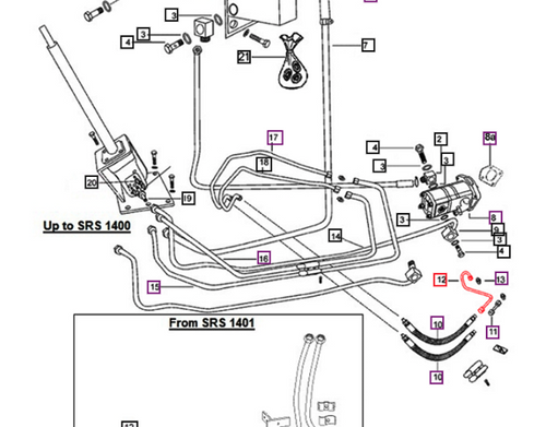 Mahindra long metal steering pipe 007200257C1 for 00 Series 4500, 5500, 6000, and 6500 4WD tractors, formed steel “L” power steering pipe that connects the power steering cylinder to the flexible hose in the steering linkage system.