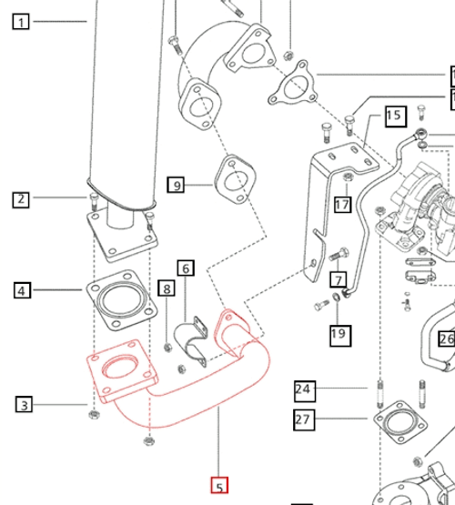 STUB PIPE FOR MUFFLER ON 5530 T3 MAHINDRA TRACTOR (E006005646F1)