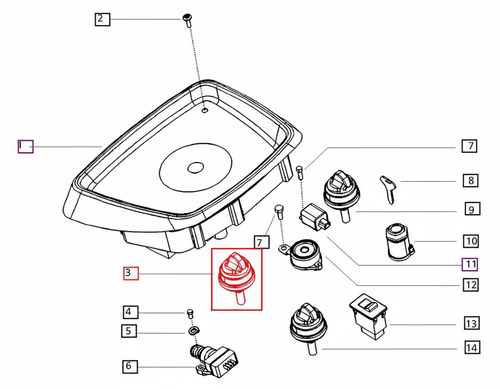 Mahindra scuttle and plough work lamp dash switch 000013056P04 for 5520 6520 7520 7060 8560 and mPower 75 85 tractors