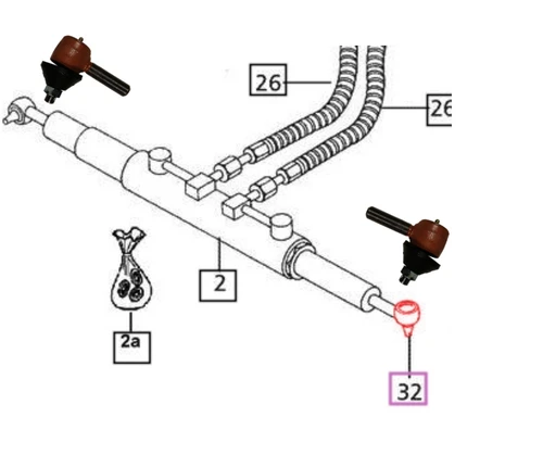 Mahindra OEM power steering cylinder ball joint 005554151R91 for 2WD steering linkage on selected 05, 25, 4500 and C Series tractors.
