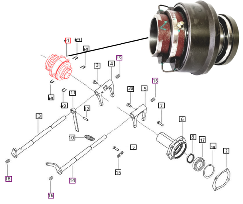 Mahindra 000016668P04 clutch release (throw‑out) bearing assembly for 20 Series 6520 and 7520 tractors