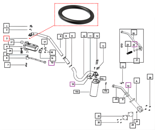 Mahindra hydraulic O-ring 22.3 x 2.4 000013770P04 for pump and suction pipe seals on 7520 and 8560 tractors